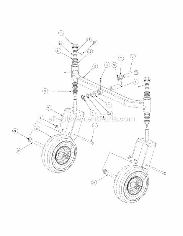 Front Caster Assembly Diagram and Parts List for M54-KW 53BB5DBW750 Cub Cadet Sprayer